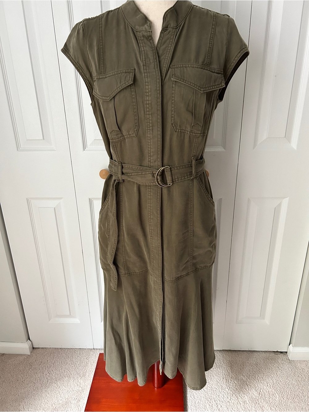 White House Black Market Olive Utility Shirt Dress